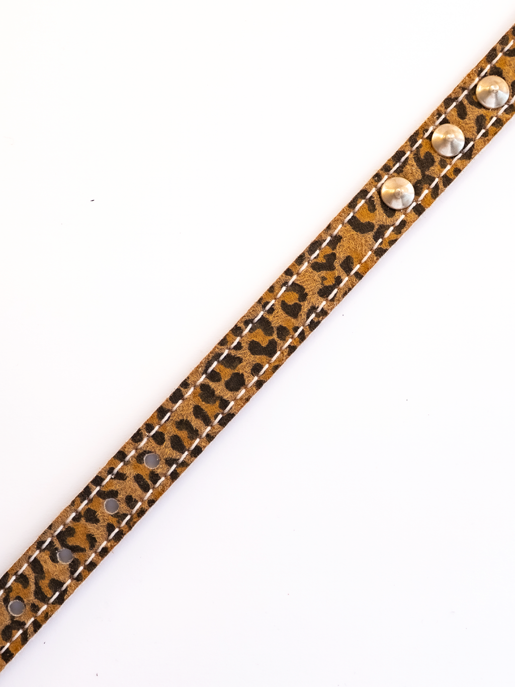 COLLAR DE CUERO ANIMAL PRINT MINI LEOPARD 3  CON TACHAS