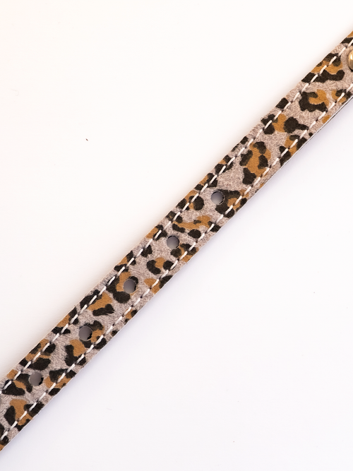 COLLAR DE CUERO ANIMAL PRINT MINI LEOPARD 2 CON TACHAS