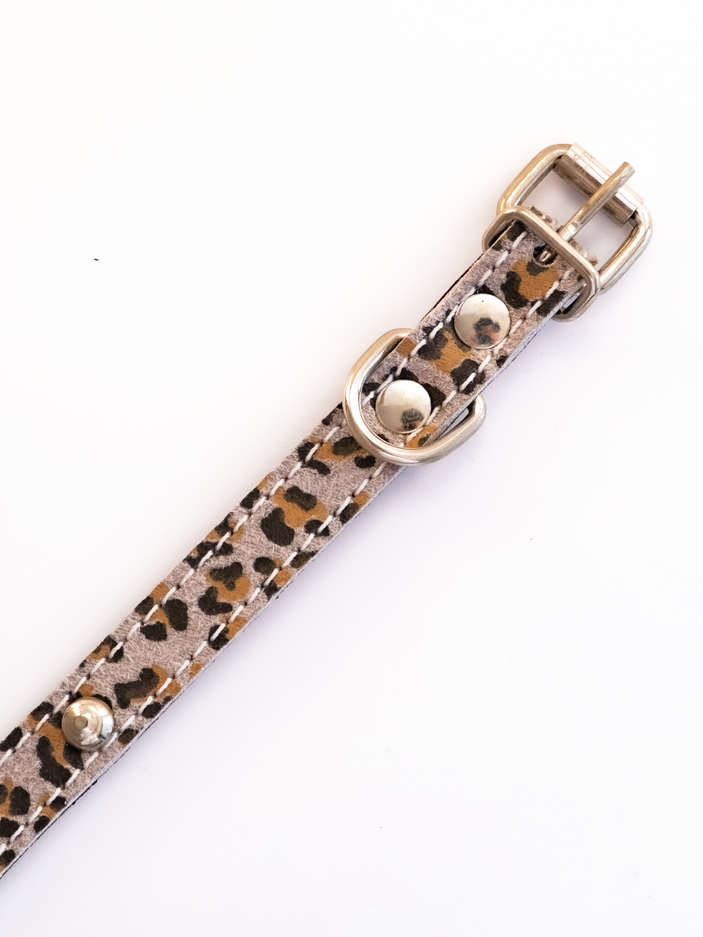 COLLAR DE CUERO ANIMAL PRINT MINI LEOPARD 2 CON TACHAS