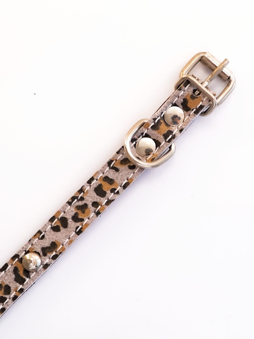 COLLAR DE CUERO ANIMAL PRINT MINI LEOPARD 2 CON TACHAS